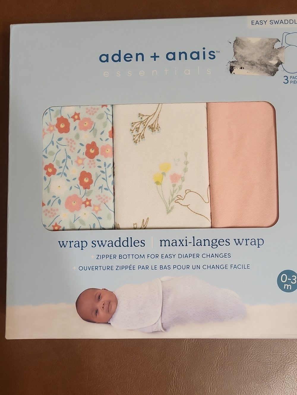 aden & anais essentials each 3 pack wrap swaddles maxi-langes wrap new
